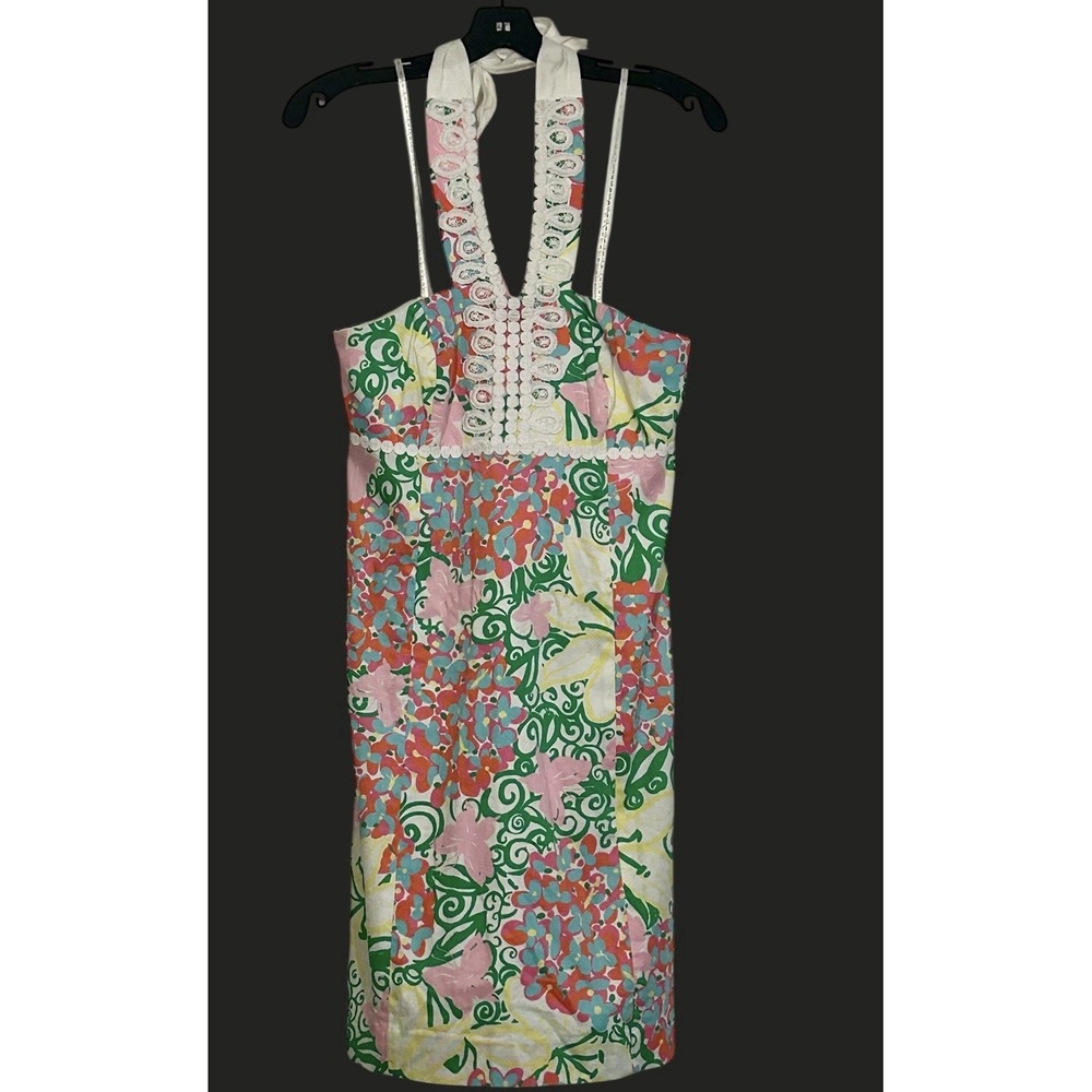 Lilly Pulitzer Halter‎ Isabel Dress Hotty Pink Day Lilly Sz. 2 $228.00 - Picture 2 of 4